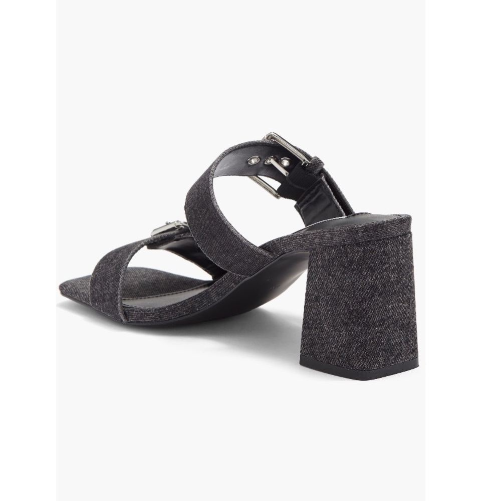 Steve Madden Menna Double Buckle Denim Sandals Black Denim Women’s Size 7 - Picture 9 of 14